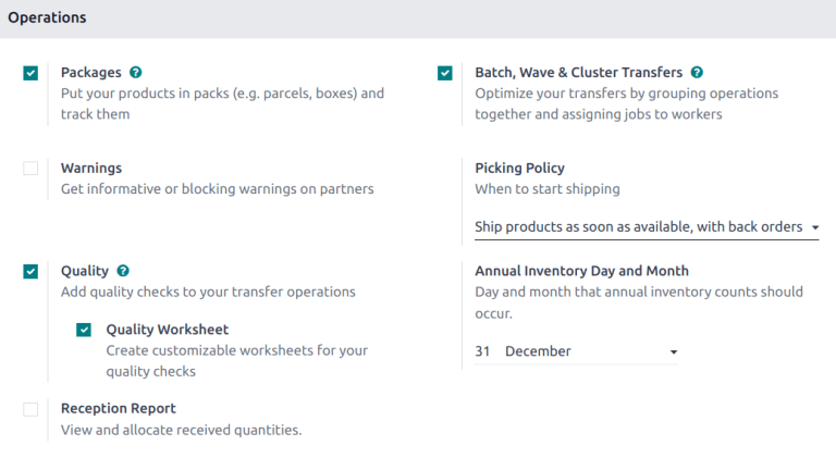 Adjust the next inventory count date with the Annual Inventory Day and Month setting.