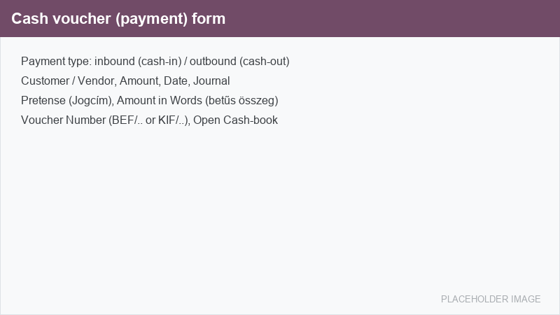 Cash voucher form with pretense, amount in words, and voucher number