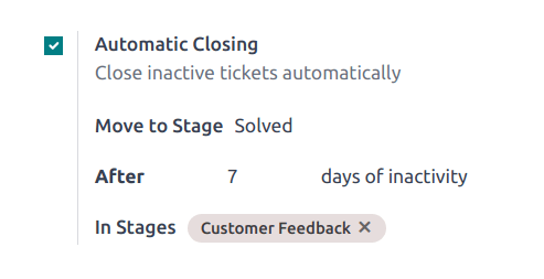 Example of Automatic Closing settings.