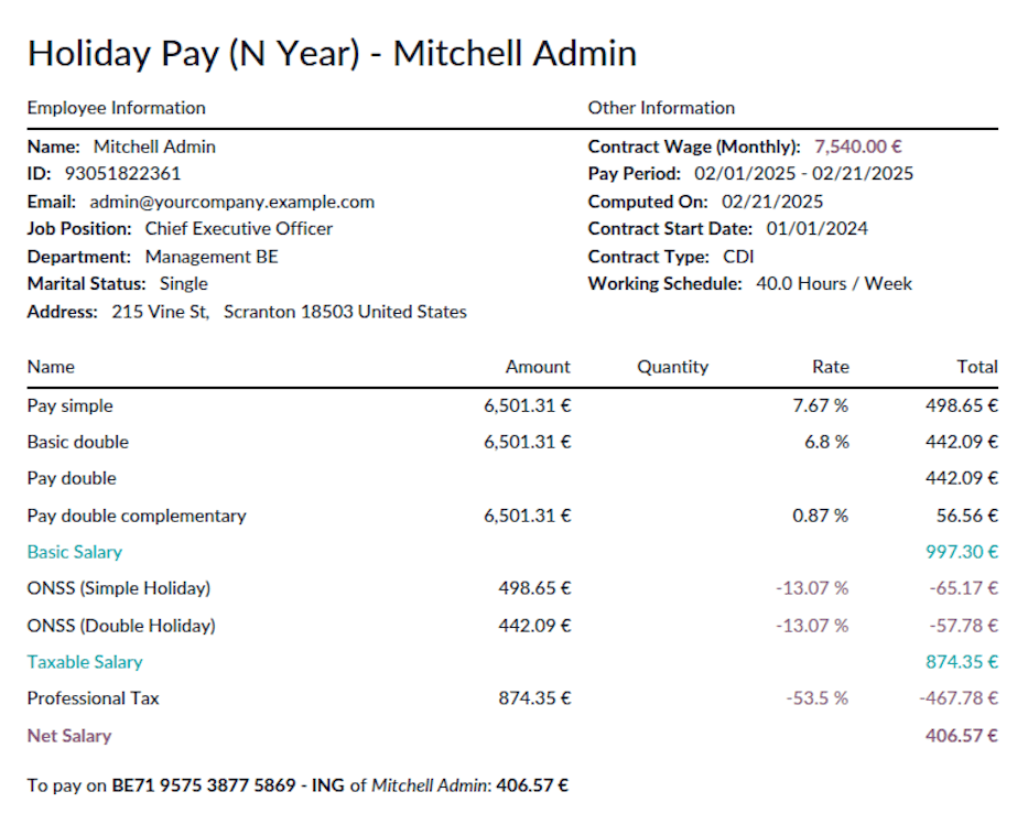 Departure Holiday Attests Payslip N.