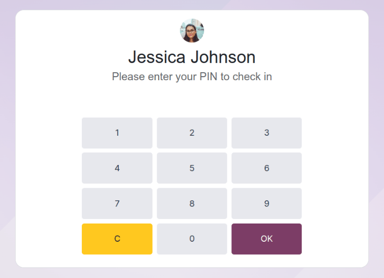 The pop-up that appears when prompted to enter a pin.