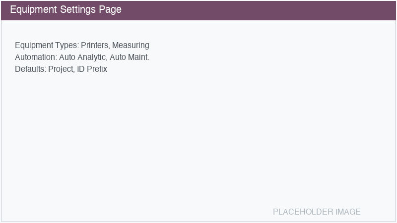 Equipment settings page
