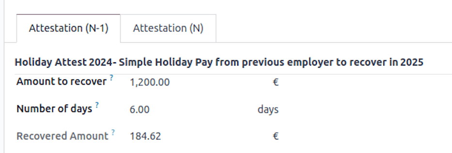 Holiday Pay Recovery Simple Amount.