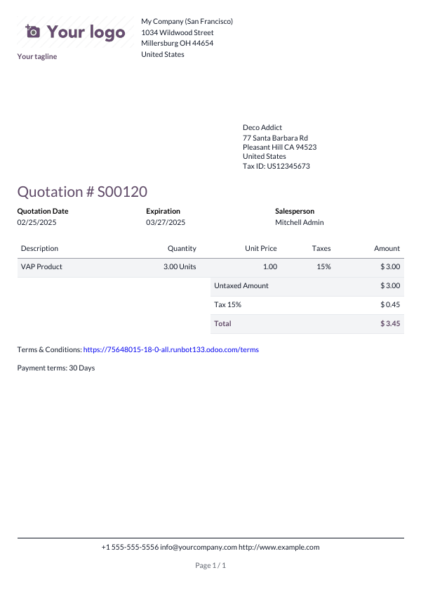 Striped report layout sample