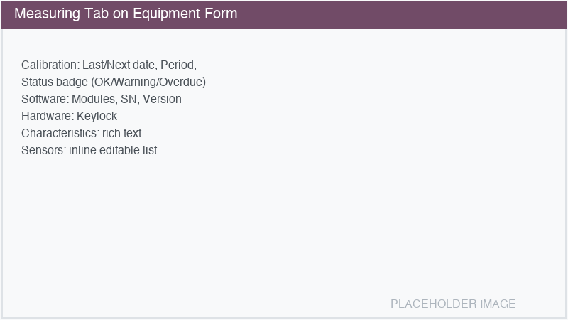 Measuring tab on equipment form