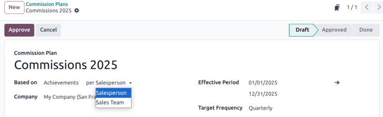 A new commission plan detail form.