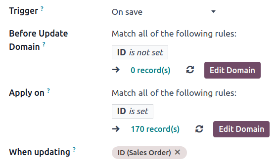 Example of a triggering an action upon creation of a record