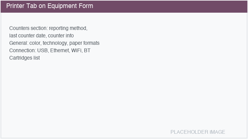 Printer tab on equipment form
