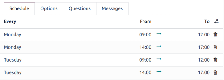 An example of the Schedule tab in an appointment.