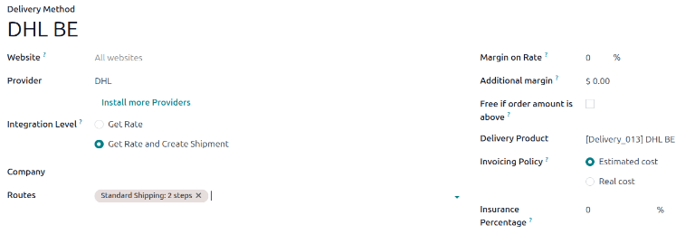 Show set routes on shipping method form.