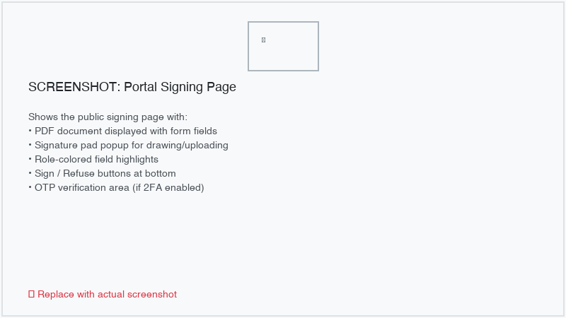 Signing portal with PDF viewer and signature capture