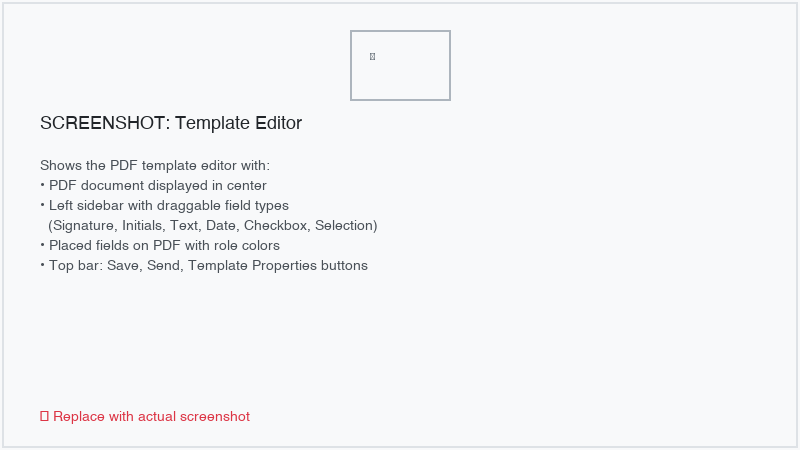 The eYssen Sign template editor with drag-and-drop fields