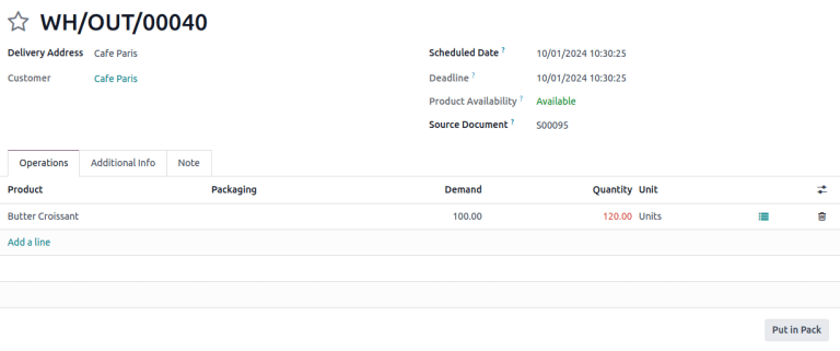 Show how the quantity of serial numbers alters the delivery order quantity.