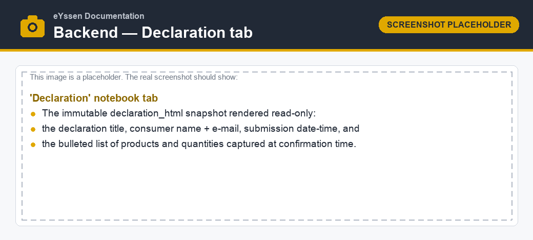 Declaration tab with the immutable snapshot