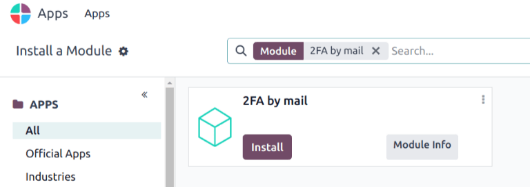 A 2FA e-mailben modul az Alkalmazások könyvtárban.