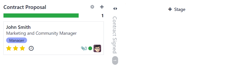 A plusz jel, amelyre kattintva új oszlopot adhat hozzá a Kanban szakaszokhoz.