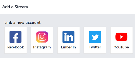 A felugró ablak nézete, amely akkor jelenik meg, amikor az Add a Stream lehetőséget választjuk az Odoo-ban.
