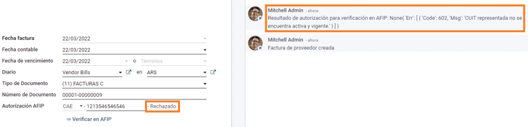 AFIP engedély elutasítva.