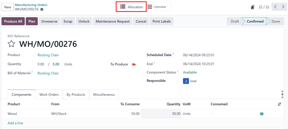 Az allokációs okos gomb a MO tetején.
