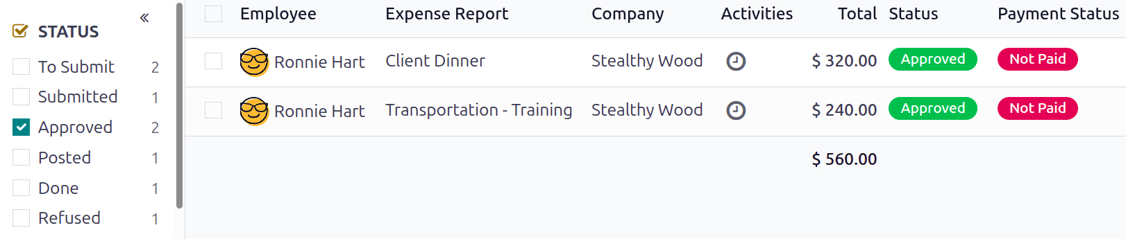 Tekintse meg a jelentéseket a költségjelentésekre kattintva, majd a közzéteendő jelentésekre.