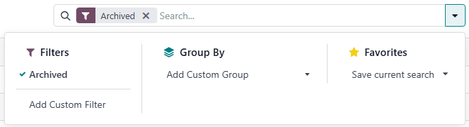 Az archivált szűrő a Routes oldalon.