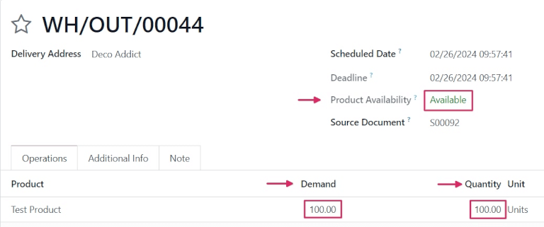 Kiszállítási rendelés az értékesítési rendelésben szereplő termékhez, megerősítéssel történő foglalással.