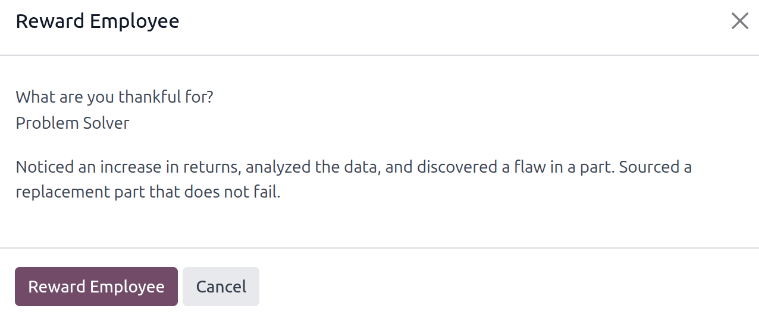 A 'Munkavállaló jutalmazása' mező kitöltve.