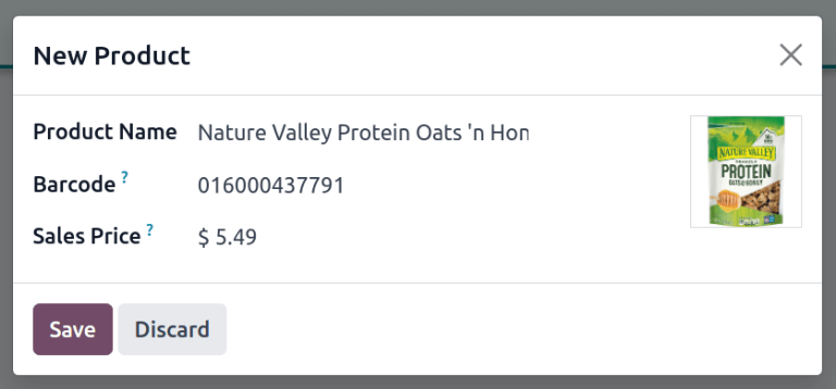 Új termék megerősítő párbeszédablak.