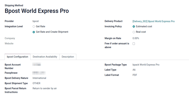 Mutassa a Bpost szállítási módot.