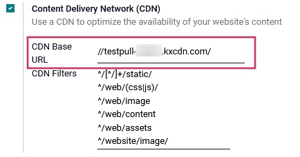 Aktiválja a CDN beállítást az Odoo-ban.