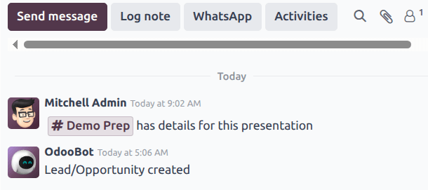 Csatorna összekapcsolva a csevegőben.