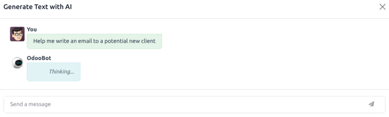 A mesterséges intelligenciával történő szöveg generálás felugró ablaka.