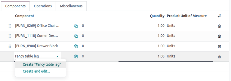 Adjon hozzá egy komponenst úgy, hogy kiválasztja a legördülő menüből.