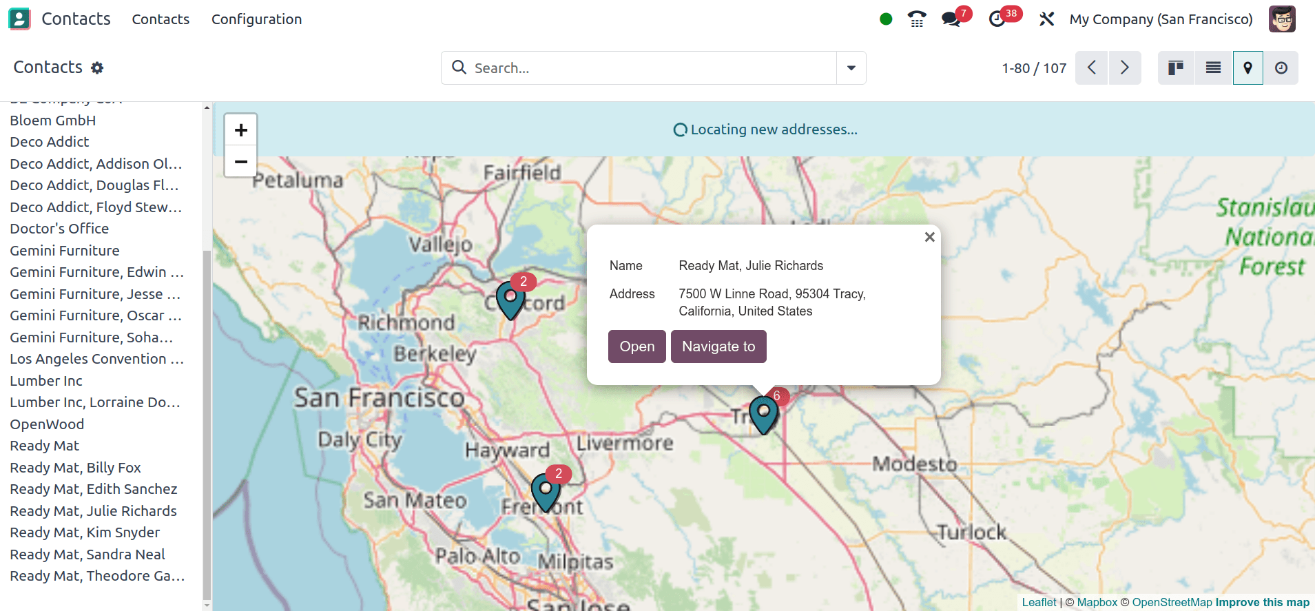Térkép, amely egy partner helyét mutatja.