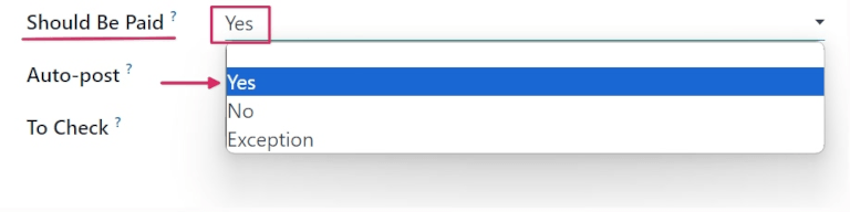Should Be Paid mező státusza a tervezet szállítói számlán.