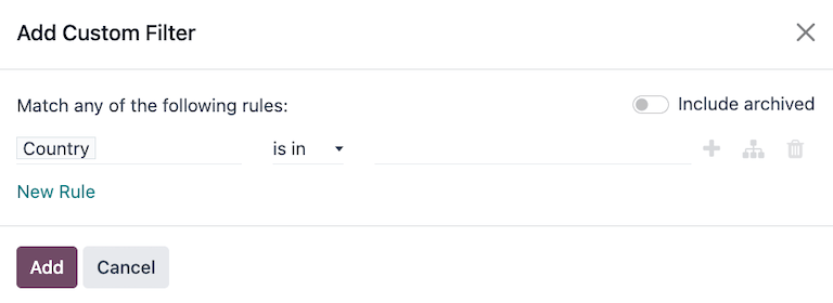 Az Egyéni szűrő hozzáadása felugró ablak.