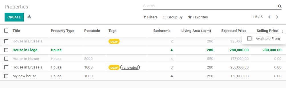 Lista nézet dekorációkkal és opcionális mezővel