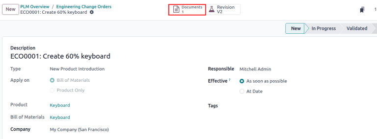 Mutassa az *Dokumentumok* okos gombot egy aktív ECO-ból.
