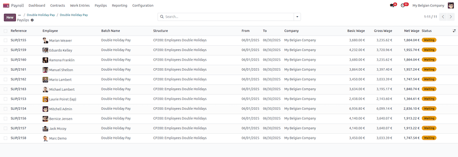 Kettős ünnepi bérjegyzékek.