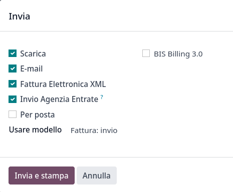 Send and Print párbeszédablak