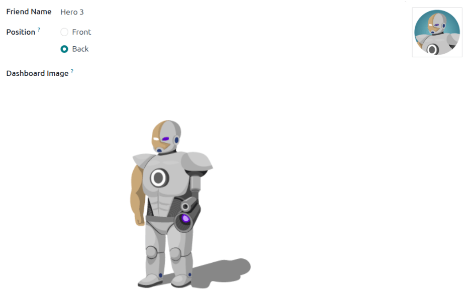 Egy barát űrlap szerkesztési módban.