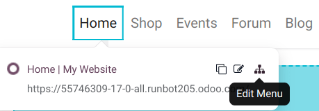 Lépjen be a Menüszerkesztőbe Szerkesztési módban.