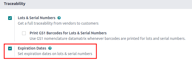 Engedélyezze a lejárati dátumok funkciót a FEFO-hoz.