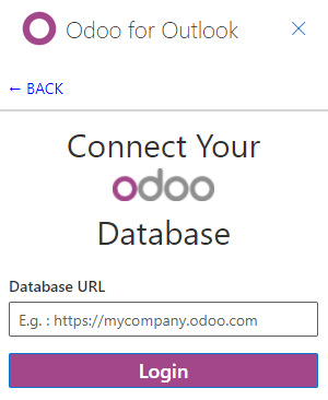 Az Odoo adatbázis URL-jének megadása