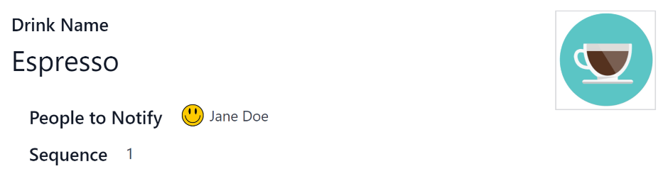 Ital űrlap kitöltött információkkal egy eszpresszóhoz.