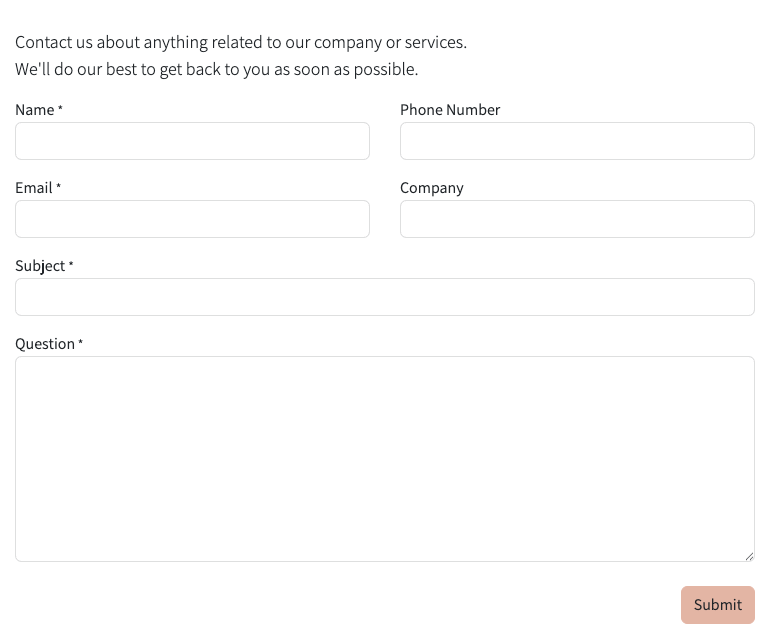 Példa egy űrlap blokkra