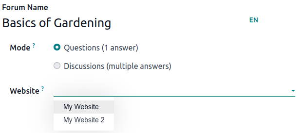 Website mező a Fórum űrlapon