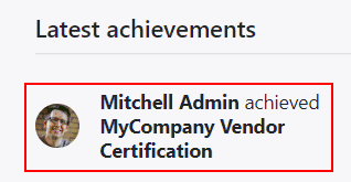 Példa arra, hogyan néz ki egy jelvény a weboldal eLearning részén.