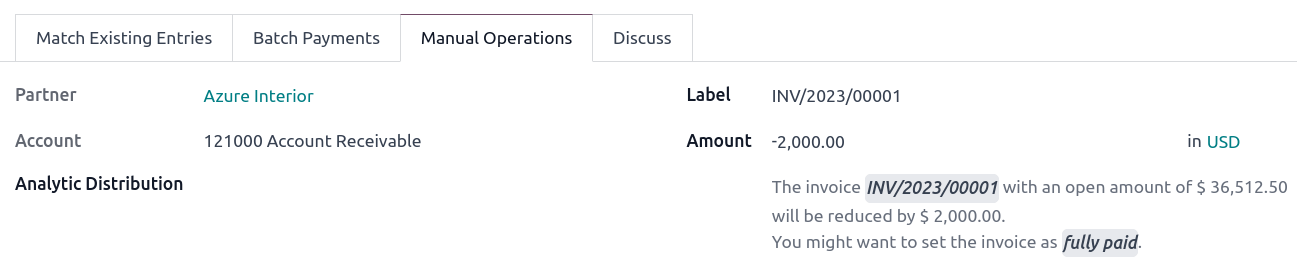 Kattintson a teljesen kifizetett lehetőségre, hogy manuálisan állítsa be a számlát teljesen kifizetettként.