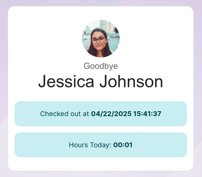 A búcsúüzenet az alkalmazott összes kijelentkezési információjával.